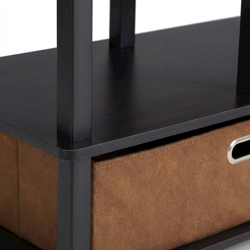 Large TV stand, up to 50-inch TV, storage bin, black composite wood. Picture 6