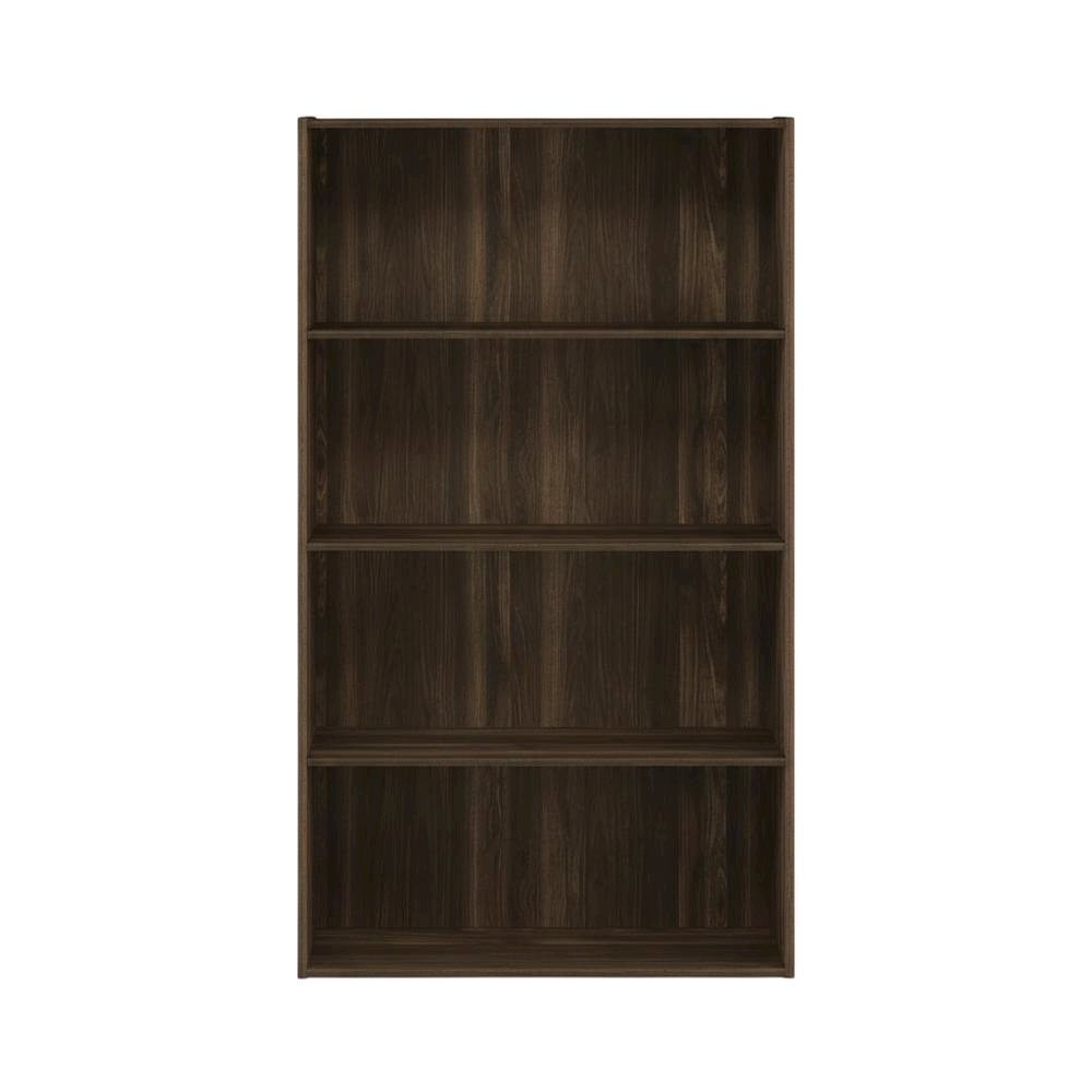 Wooden 4-Tier Open Shelf with Ample Storage in Walnut Finish. Picture 4