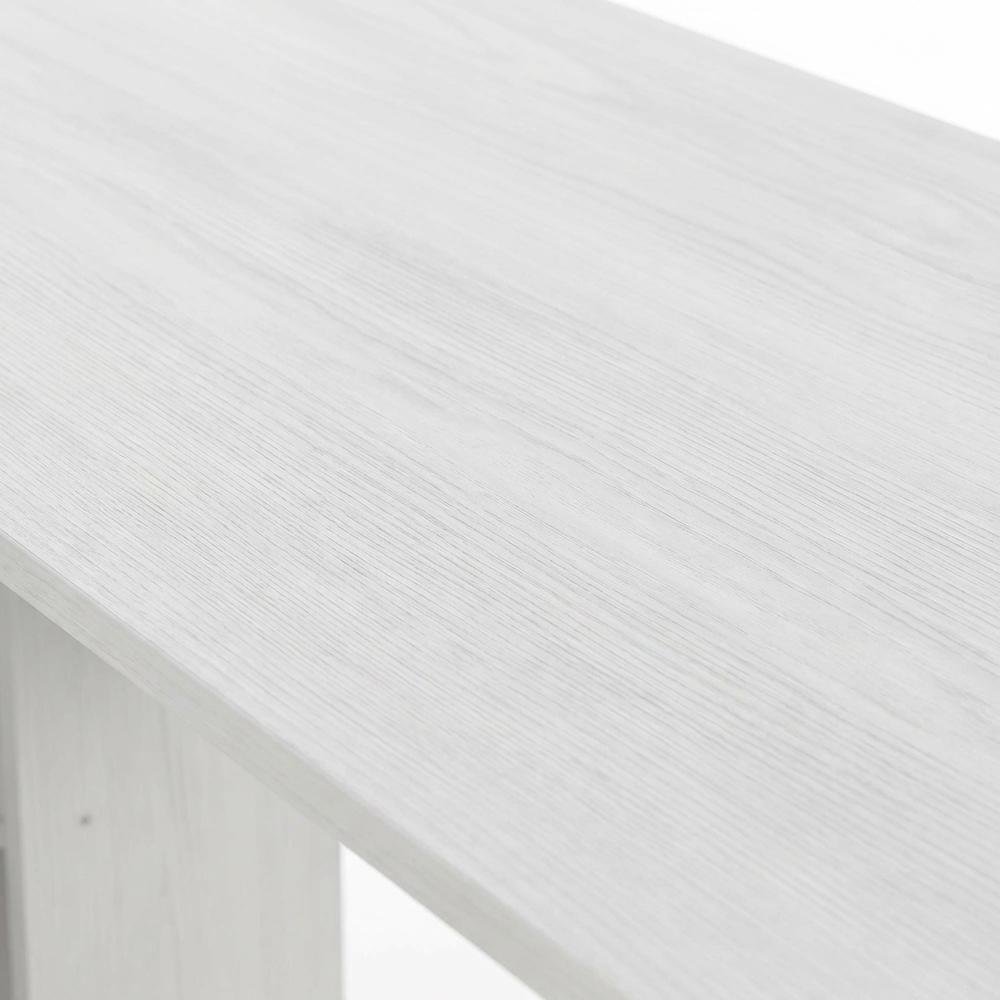 White Oak L-Shape Desk, Bookshelf And Stainless Steel Tubes For Office Spaces. Picture 5
