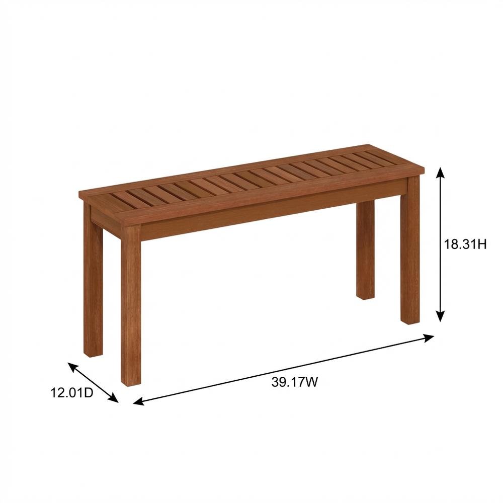 Teak Oil Hardwood Outdoor Backless Bench With Neutral Finish For Patio Use. Picture 7