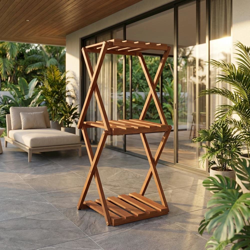 Multi-Use Folding Display Shelf With Portable Design For Garden And Patio. Picture 2