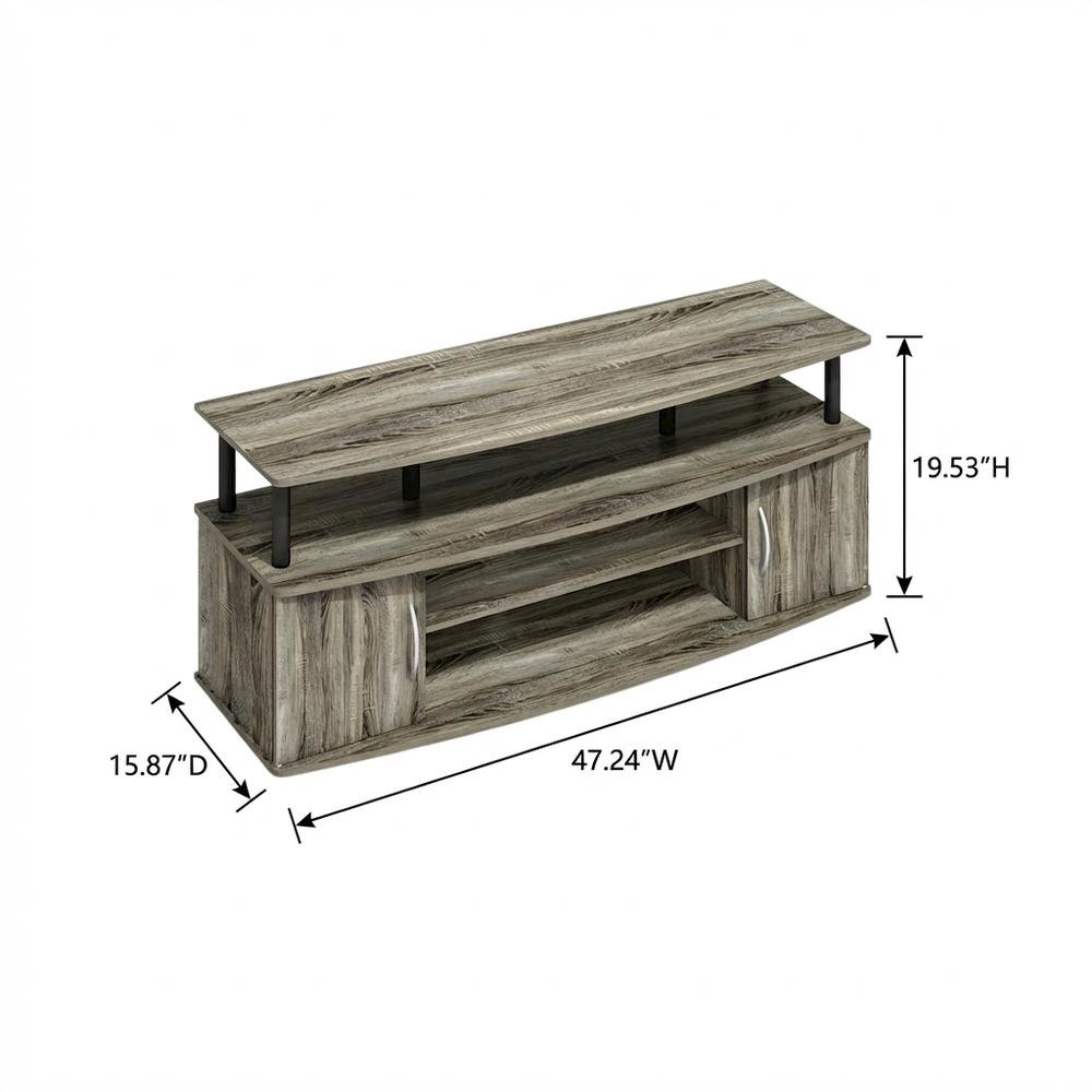 Gray oak entertainment center for up to 55-inch TVs with spacious storage. Picture 7