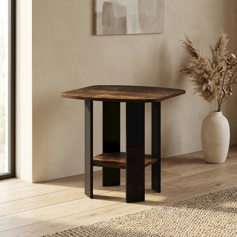 Amber Pine and Black Finish Accent End Table for Living Room. Picture 2