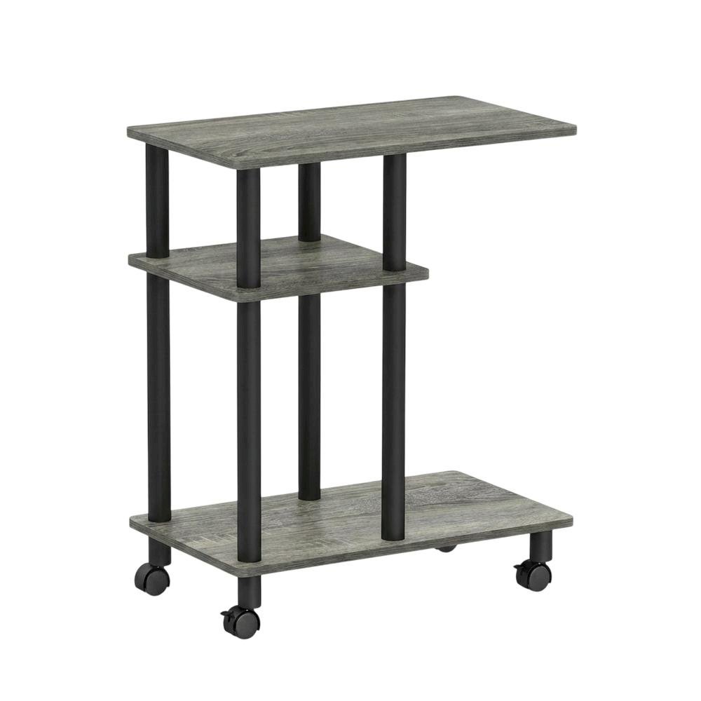 French Oak Grey, U-Shape Sofa Side Table, Rolling Casters. Picture 1