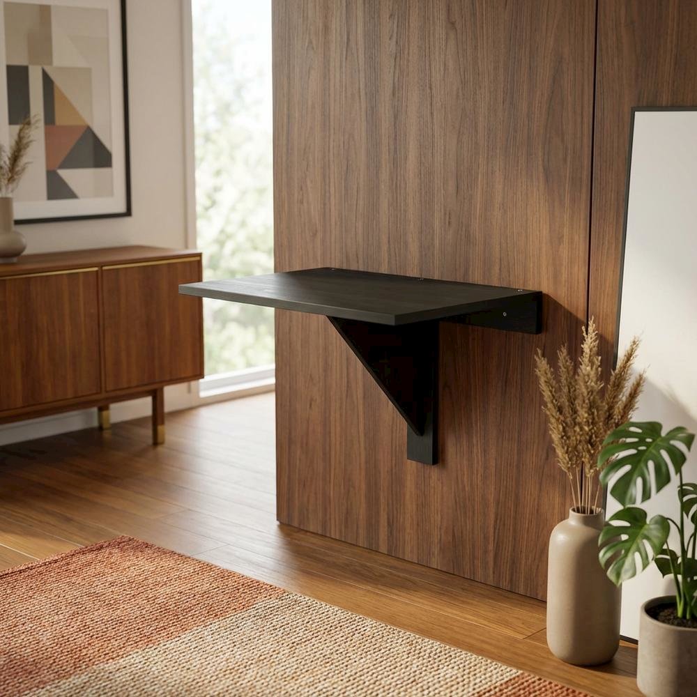 Brown, Wall Mounting Folding Table, Folding Design, Wall Mounted. Picture 3
