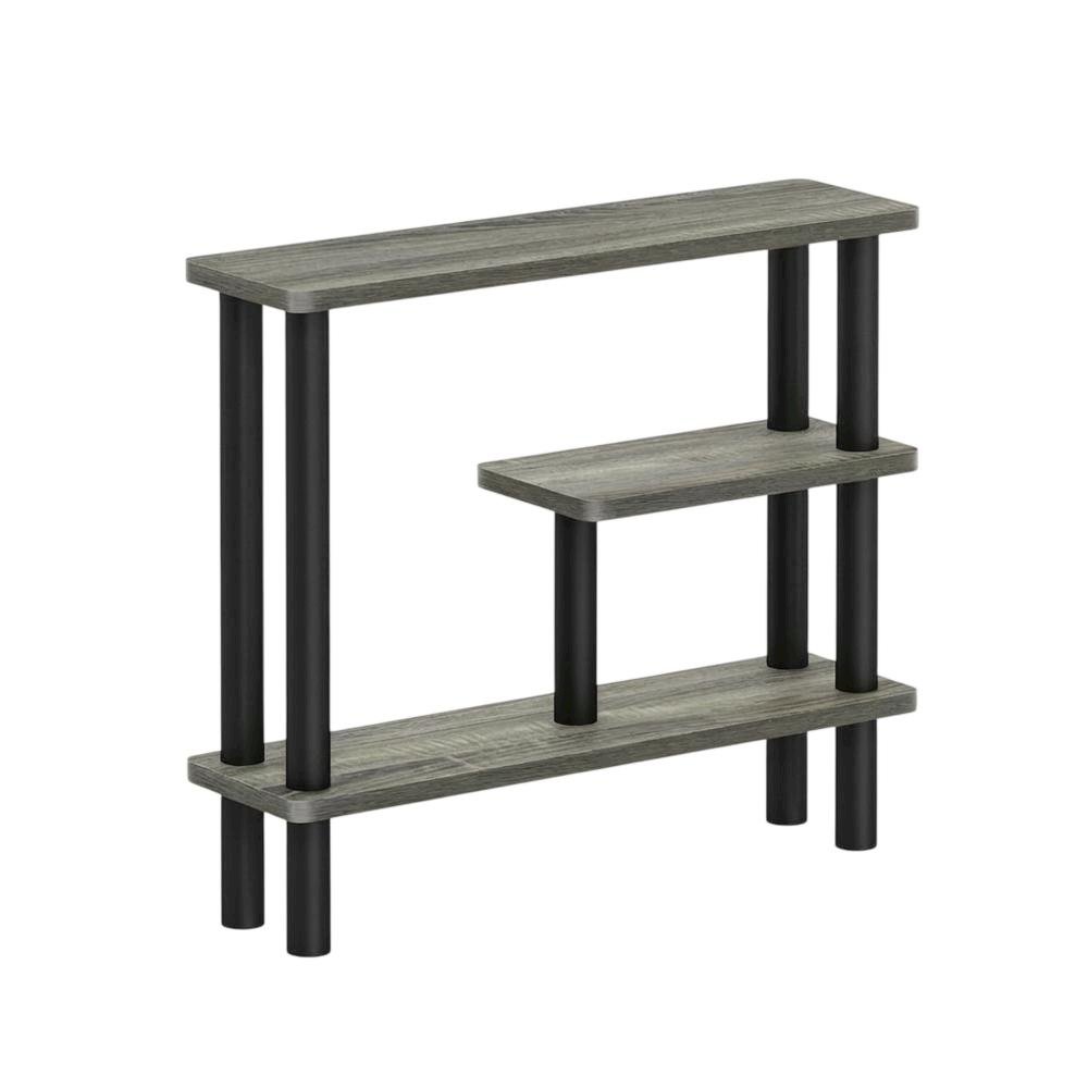 Gray Slim Entryway Storage Rack, Composite Wood, 4 Shelves, Wall-Side. Picture 1
