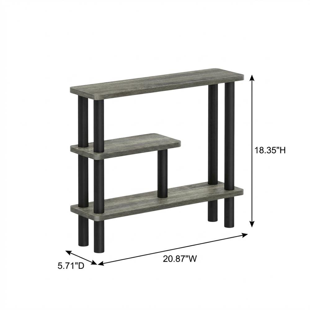 Gray Slim Entryway Storage Rack, Composite Wood, 4 Shelves, Wall-Side. Picture 7