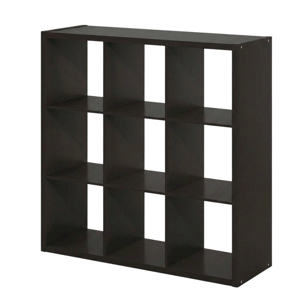 Brown 9-Cube Open Storage Organizer, Modular Shelving Unit. Picture 1