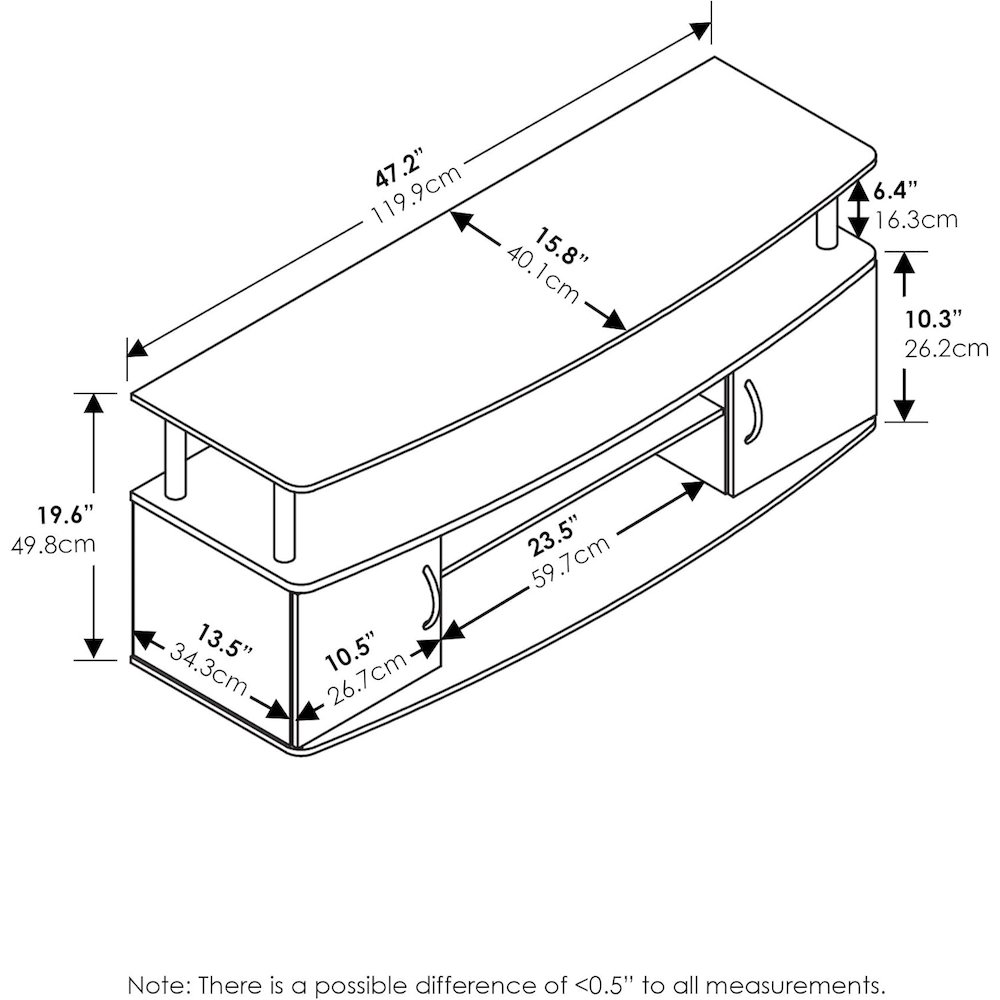 Grey 50 Inch TV Stand,Three Open Shelves and Two-Door Storage Modern TV Console. Picture 6