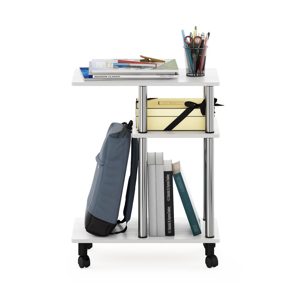 Furinno Turn-N-Tube U Shape Sofa Side Table with Casters, Americano, Stainless Steel Tubes. Picture 5