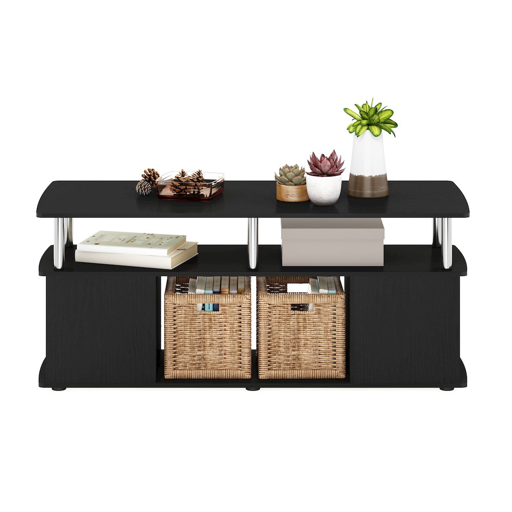 Coffee Table with Storage Shelf, Center Table with Bottom Shelf,Dark Americano. Picture 6