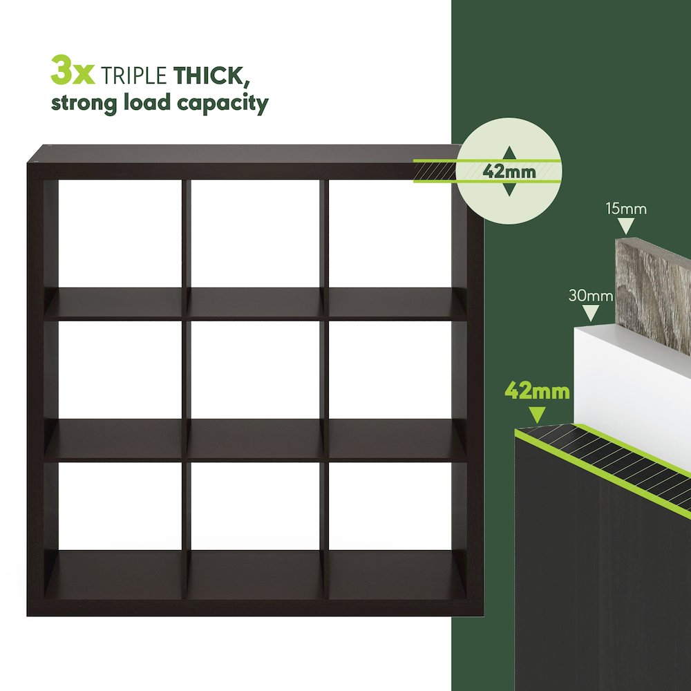 Cubicle Extra Thick Frame Decorative Cube Storage Organizer, 9-Cube, White. Picture 4