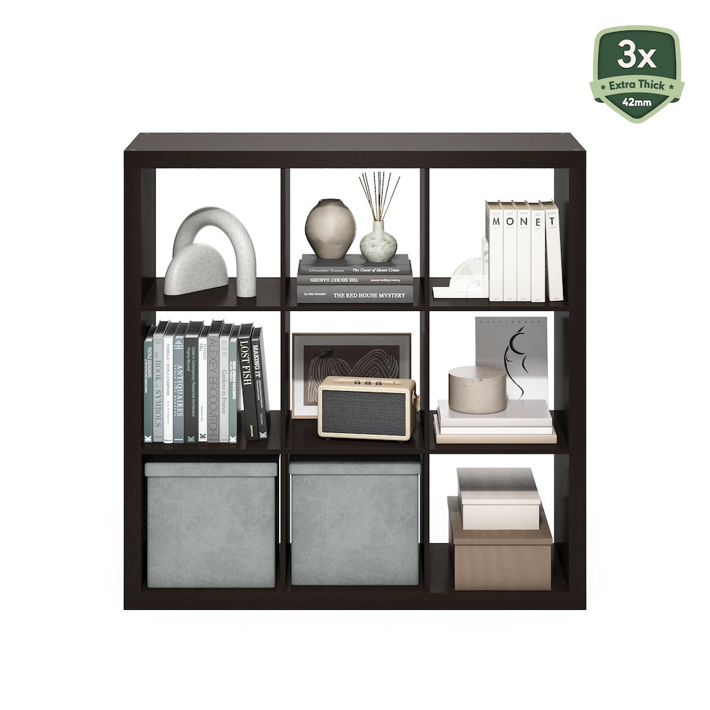 Cubicle Extra Thick Frame Decorative Cube Storage Organizer, 9-Cube, White. Picture 6