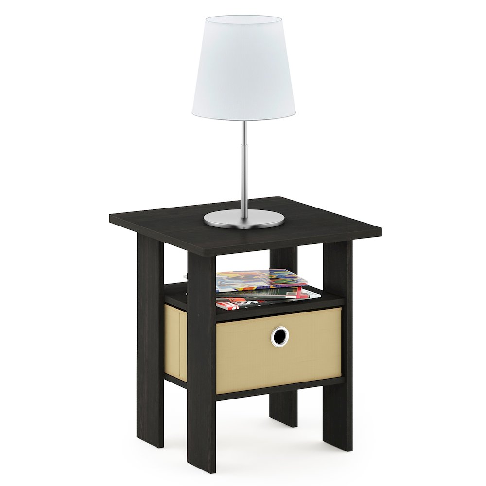 TIDUR Night Stand, Open Shelf, Storage Bin, Espresso. Picture 9