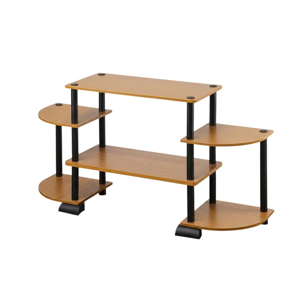 TV entertainment center in light cherry, black, composite wood, PVC tubes. Picture 1
