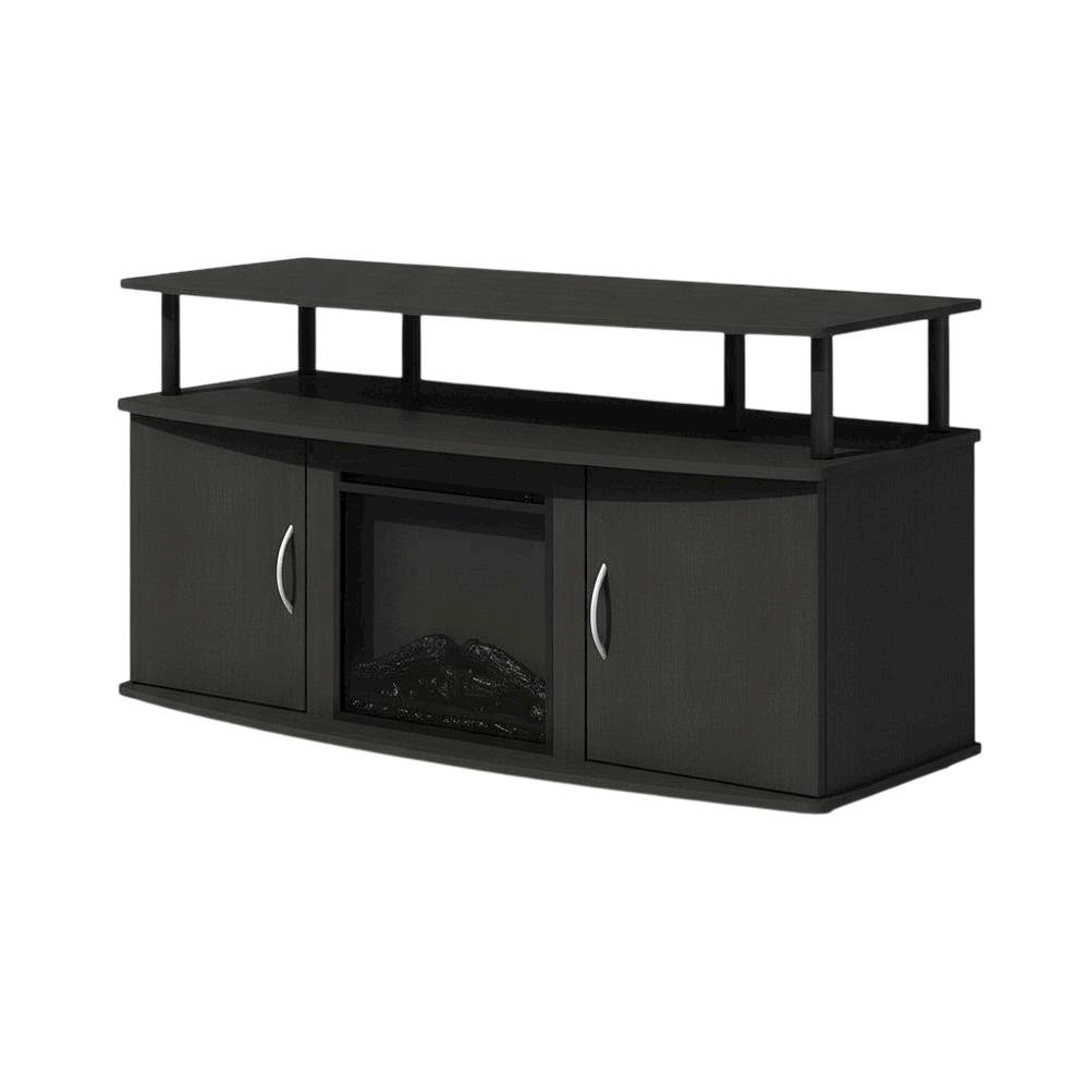 Brown Electric Fireplace TV Stand with Spacious Storage for TVs up to 55 Inches. Picture 1