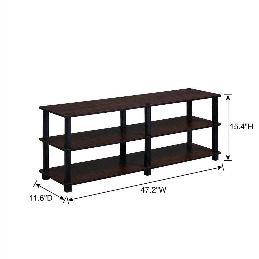 Dark Cherry/Black TV Stand with 3 Tiers and Engineered Wood Storage. Picture 7