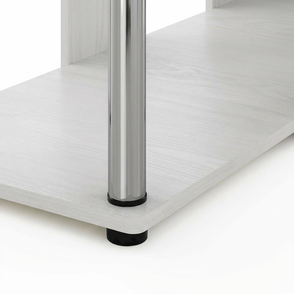 White Oak L-Shape Desk, Bookshelf And Stainless Steel Tubes For Office Spaces. Picture 6