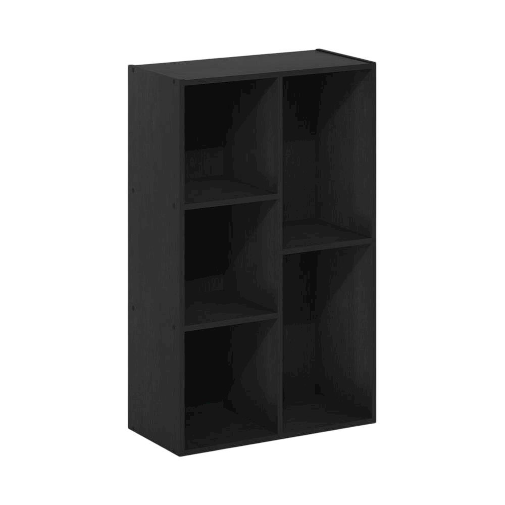 Black Reversible Cube Storage Shelf With Open Compartments And Durable Finish. Picture 1
