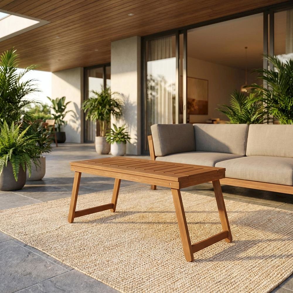 Portable Hardwood Folding Coffee Table, Outdoor Bistro Setting, Sturdy Design. Picture 2