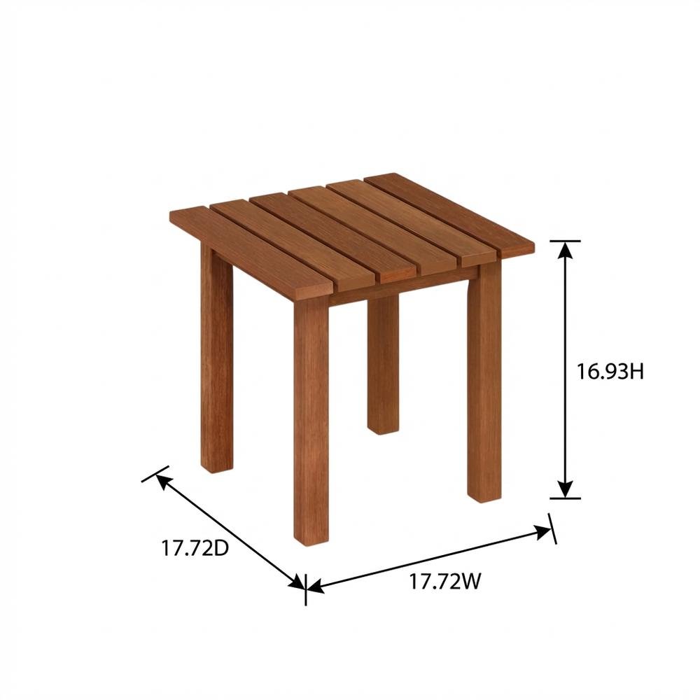 Teak Oil Outdoor Patio End Table In Finish For Garden, Porch. Picture 7