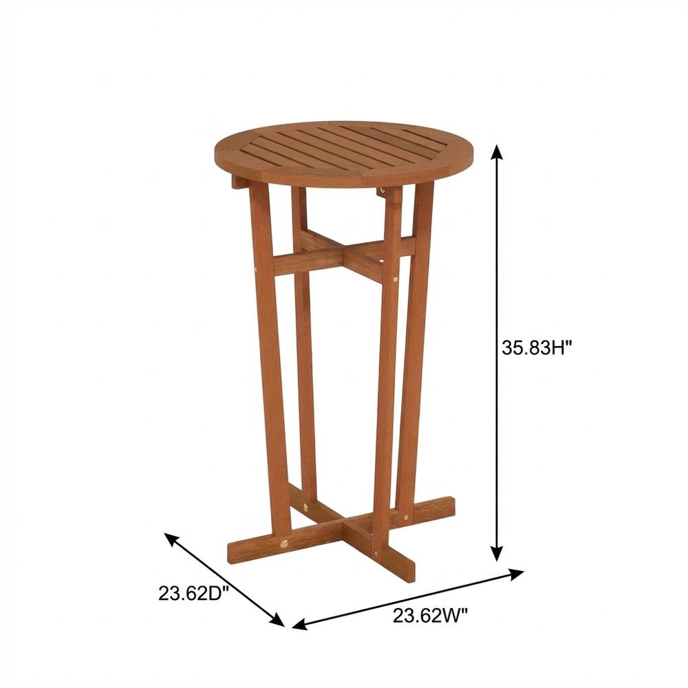 Teak Oil Hardwood Outdoor Patio Bar Table with Natural Finish for Backyard. Picture 7