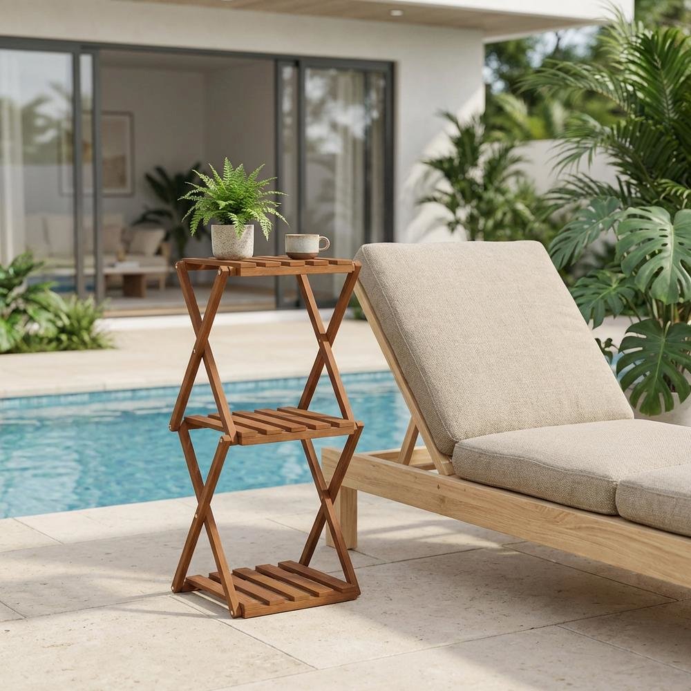 Multi-Use Folding Display Shelf With Portable Design For Garden And Patio. Picture 3