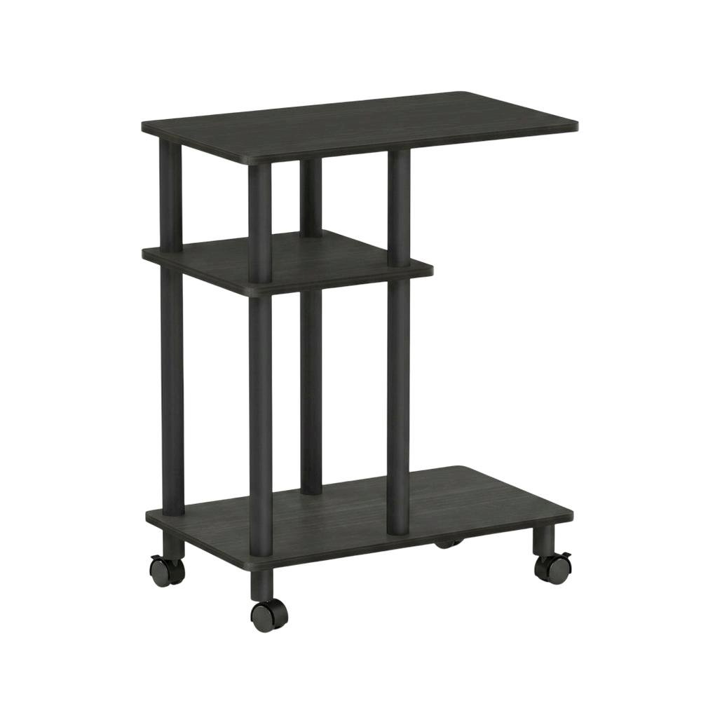 Espresso, U-Shape Sofa Side Table, Rolling Casters. Picture 1