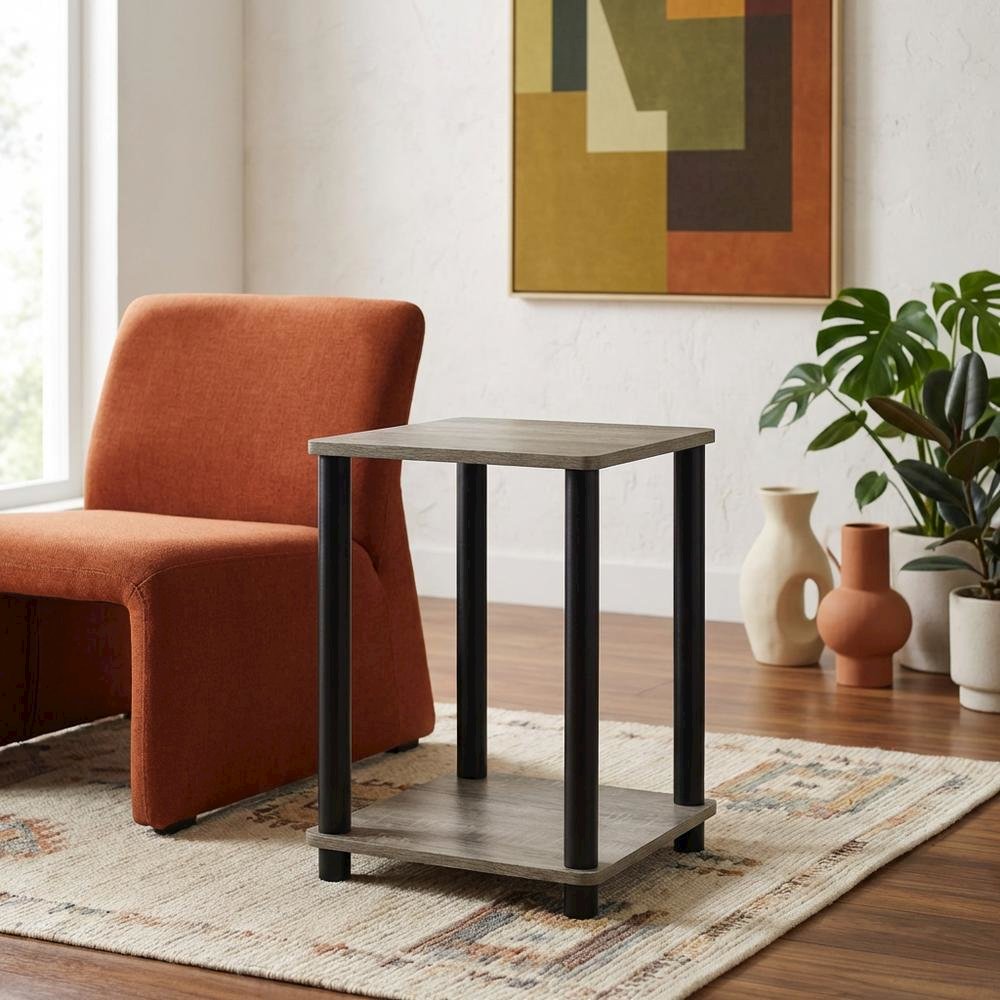 French Oak Grey and Black End Table with Modern Style. Picture 2