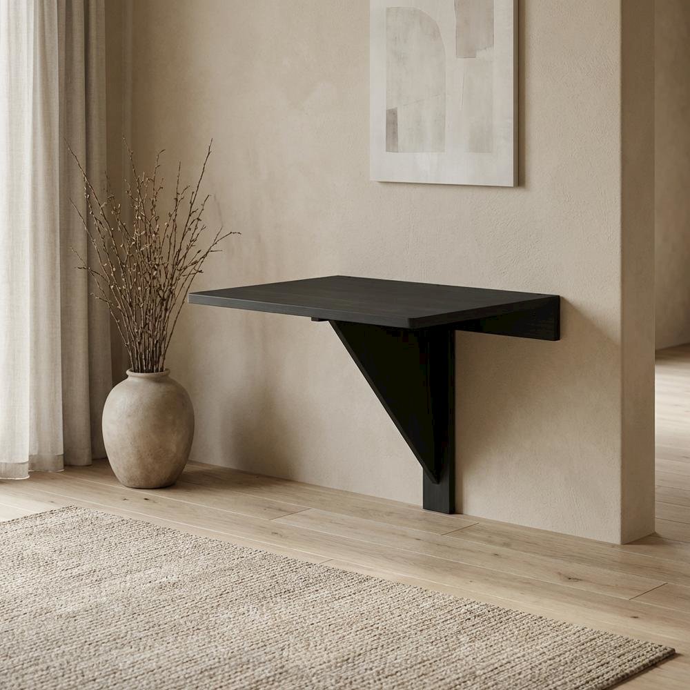 Brown, Wall Mounting Folding Table, Folding Design, Wall Mounted. Picture 2