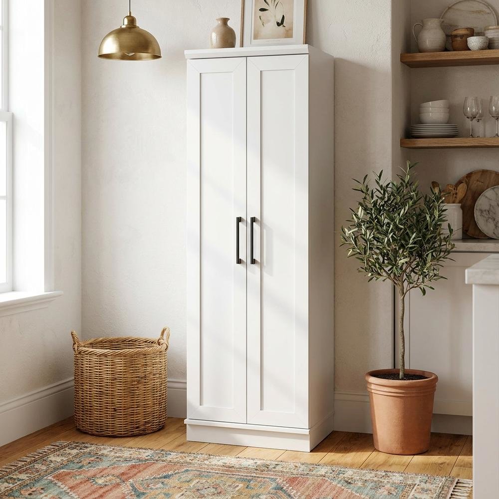 White Tall Multipurpose Storage Cabinet, Pantry Tower. Picture 2