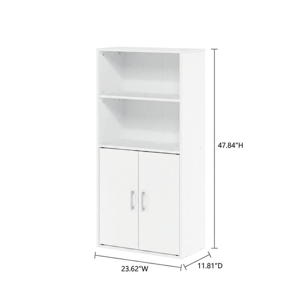 White Storage Cabinet with 2 Open Shelves and 2 Cabinet Doors. Picture 7