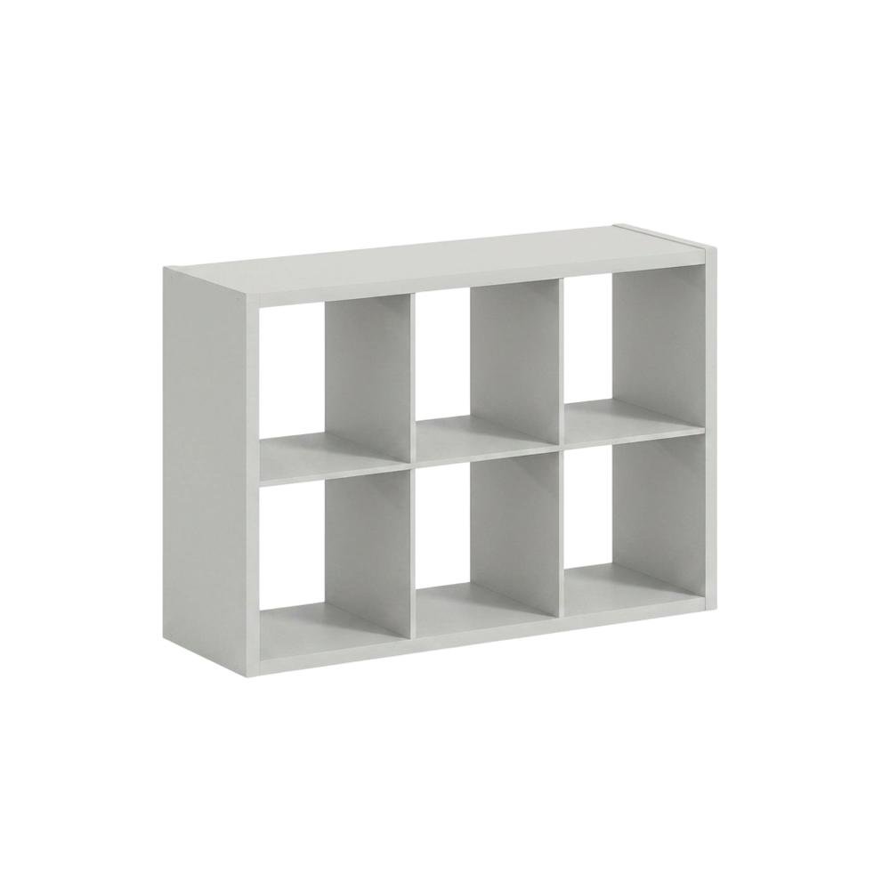 Gray Wood Open Back Closet Storage Organizer Shelf Cabinet Unit. Picture 1