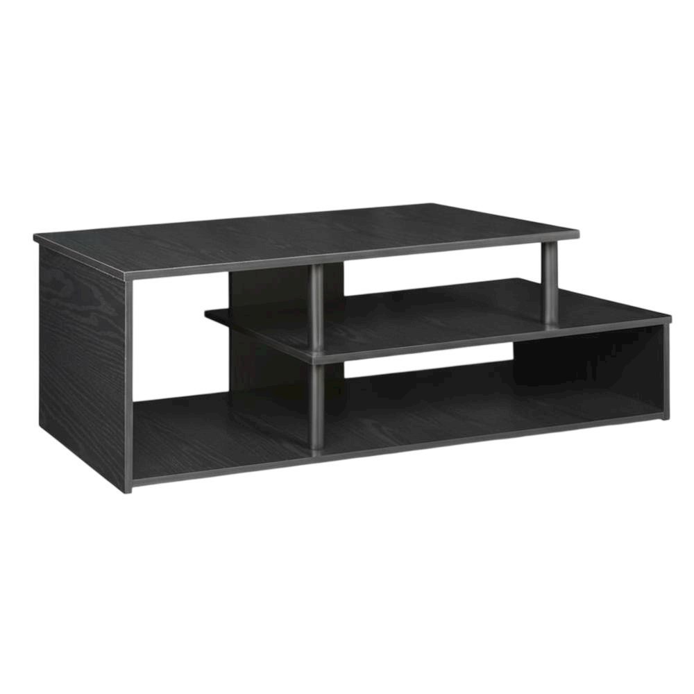 Low Profile TV Stand in Black Wood Finish with Composite Construction. Picture 4