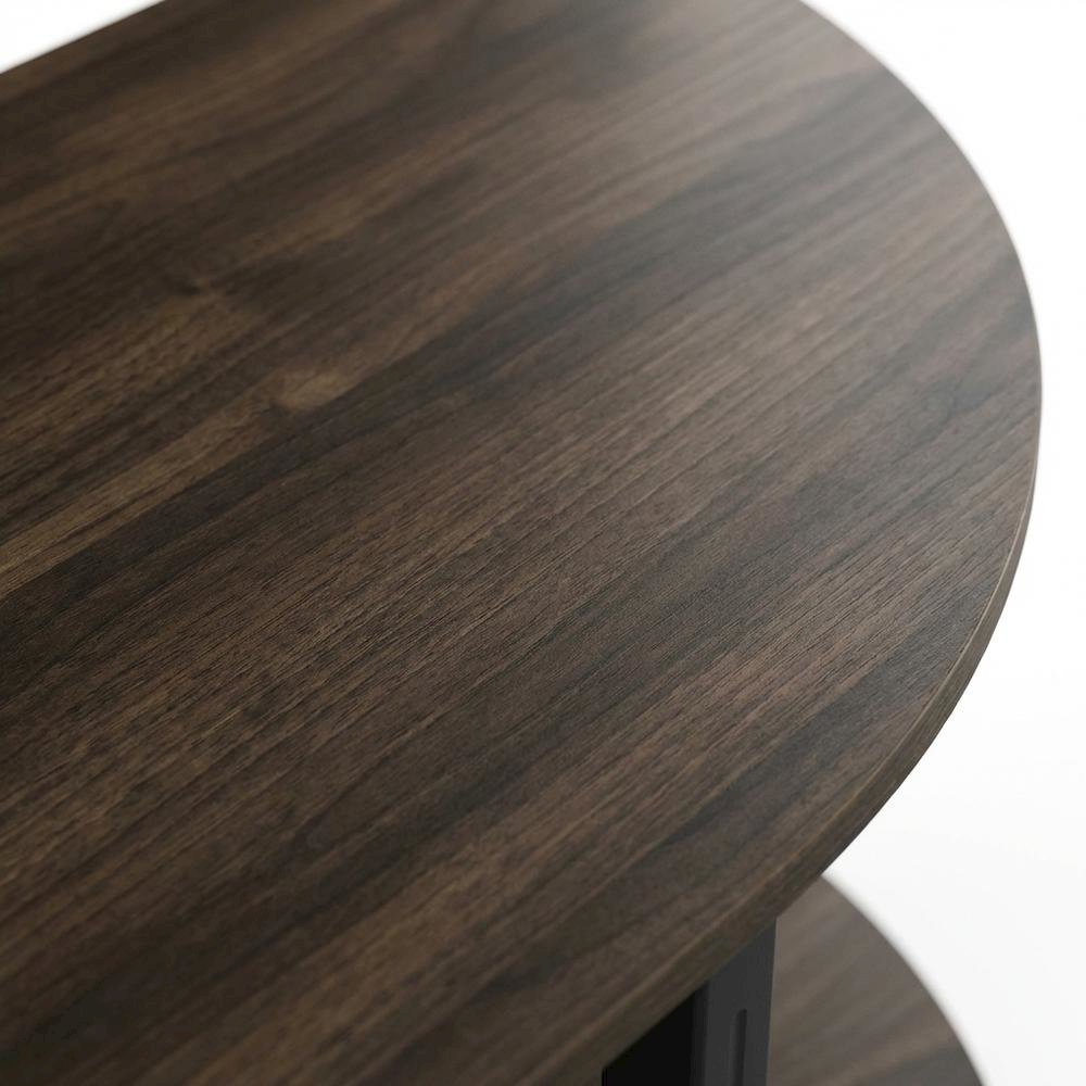 Walnut and Black TV Stand with Wide Surface and Storage Compartments. Picture 5