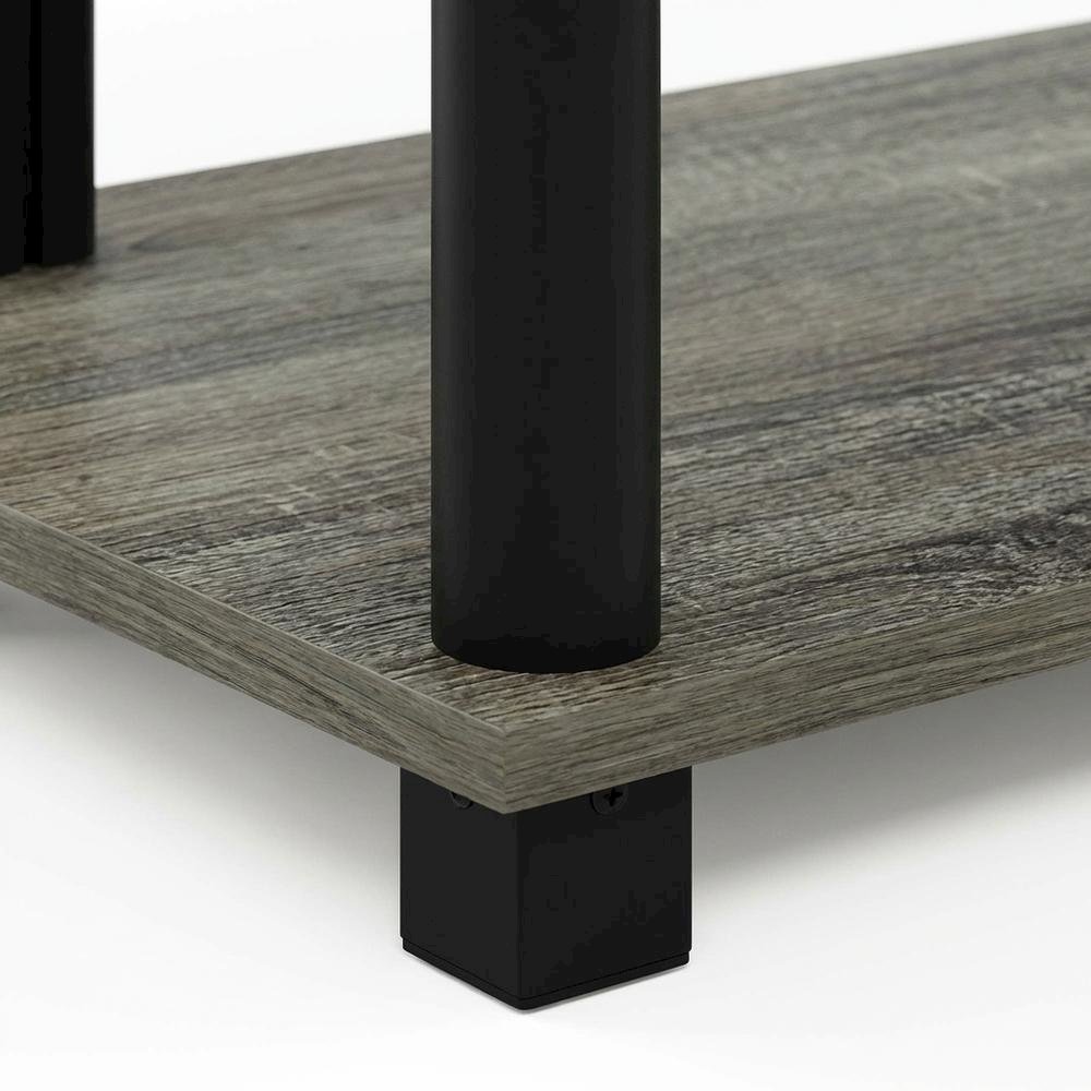 Wooden TV Stand with Shelves and Storage in French Oak/Black finish. Picture 6