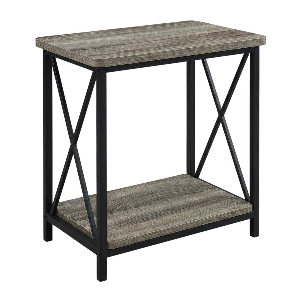 Grey Oak and Black Finish End Table with Modern Design. Picture 1
