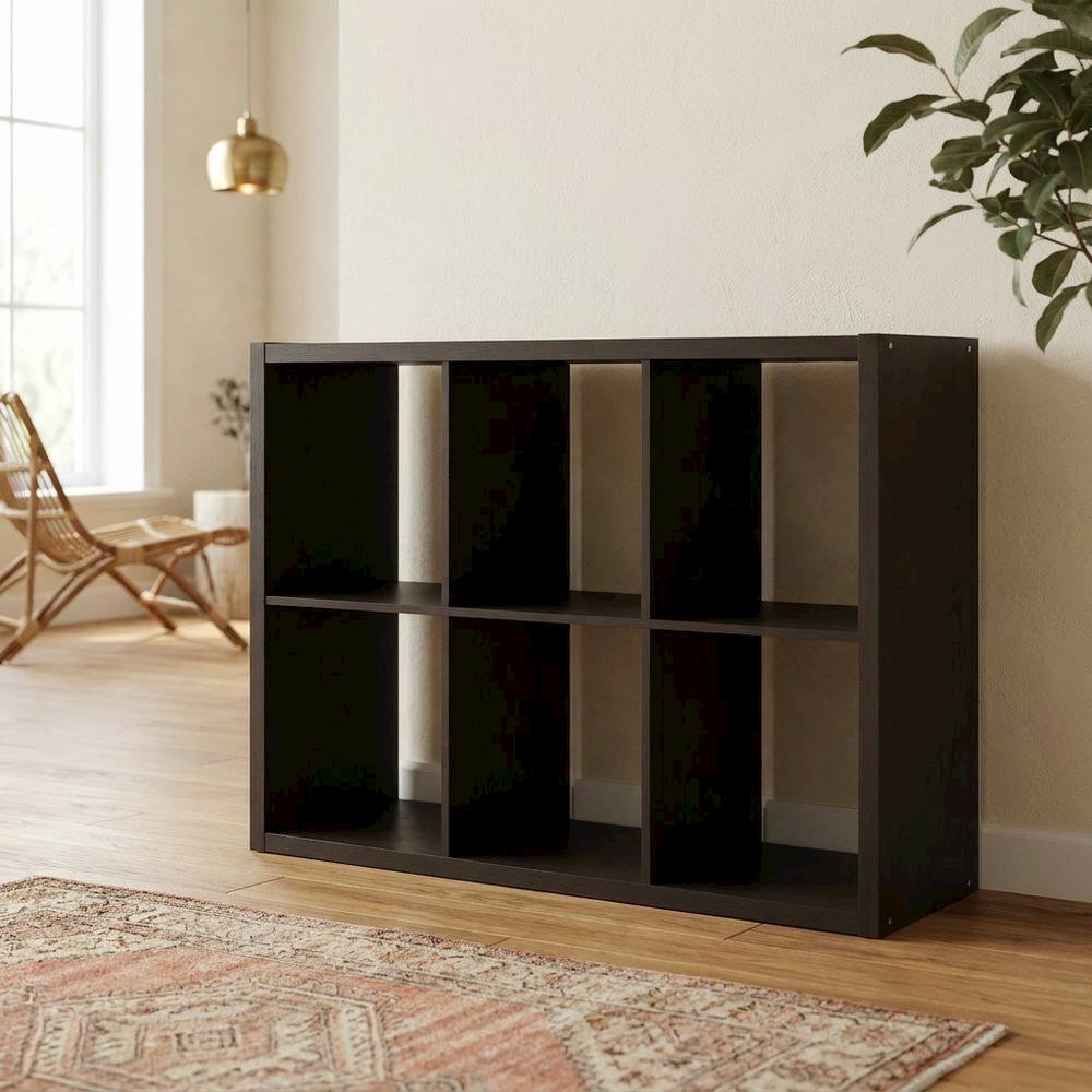 Brown 6-Cube Open Storage Organizer, Modular Shelving Unit. Picture 2