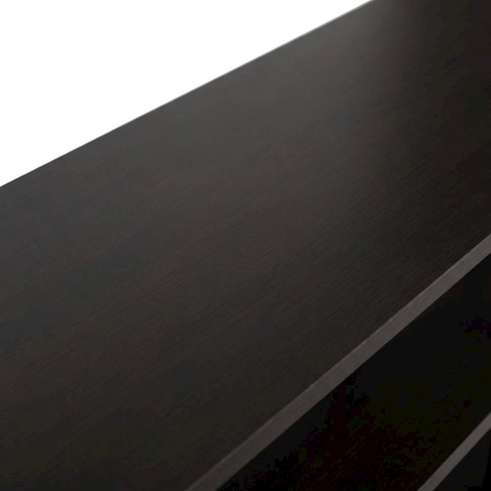 Dark Brown/Black 3-Tier TV Stand with Composite Wood and Plastic Poles. Picture 5