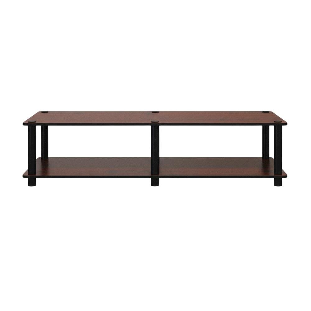 Dark Cherry TV Stand with Black Tube Frame and Composite Wood Construction. Picture 4