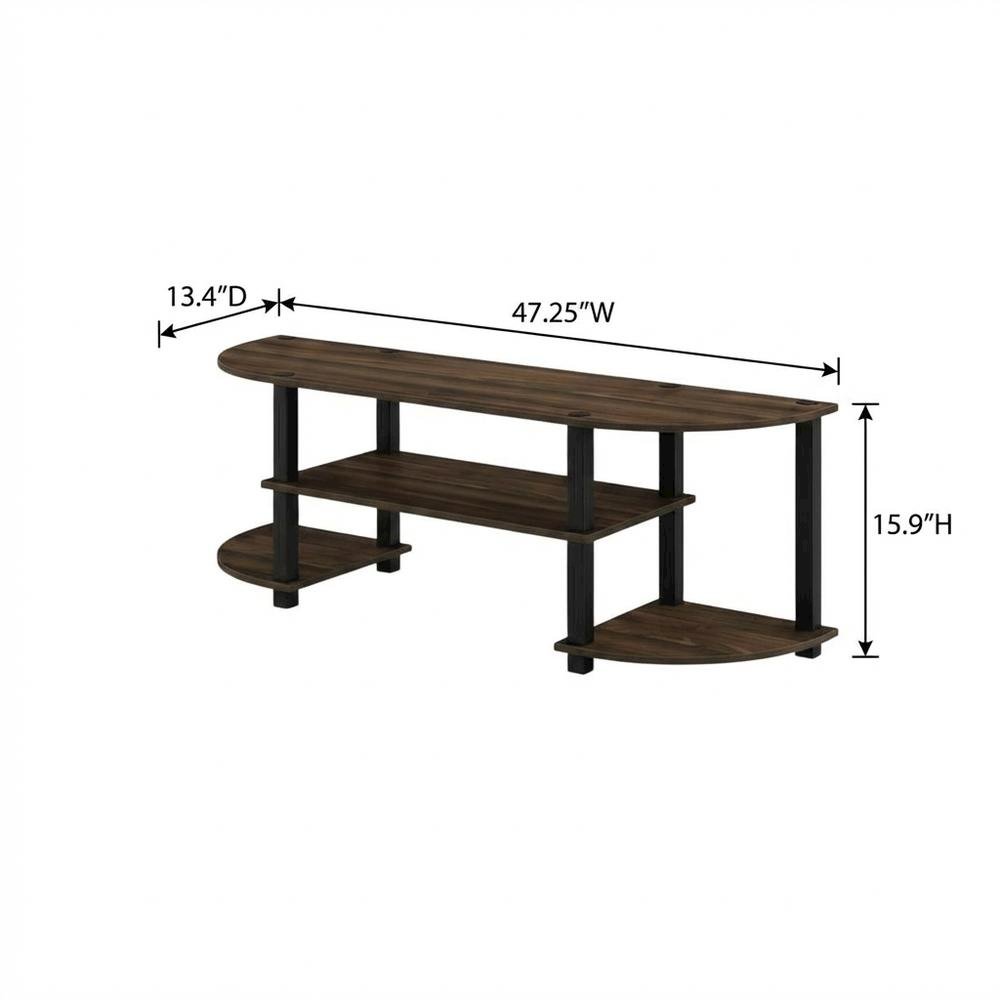 Walnut and Black TV Stand with Wide Surface and Storage Compartments. Picture 7