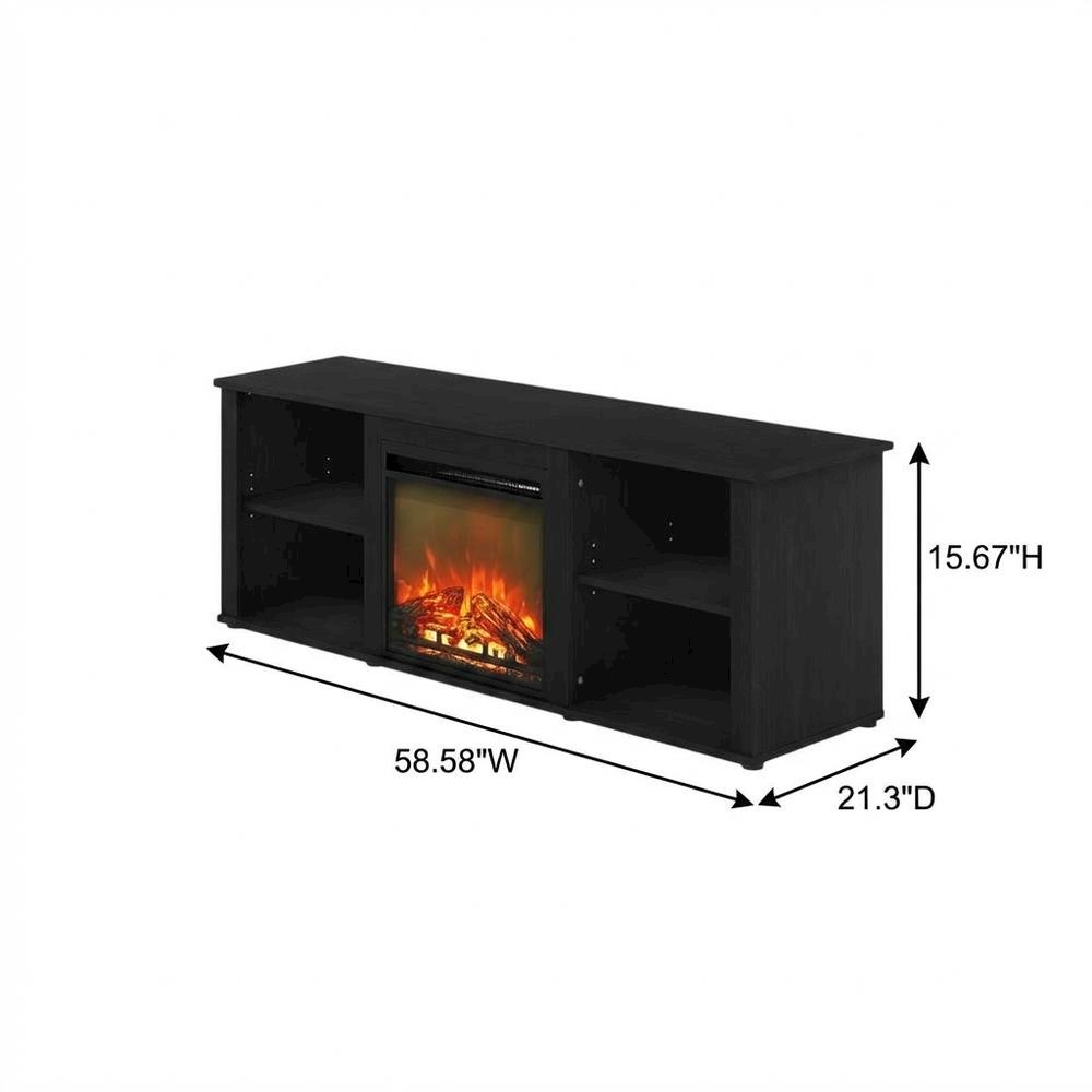 Wood TV stand, fireplace, Americano finish, modern design, multi-functional. Picture 7