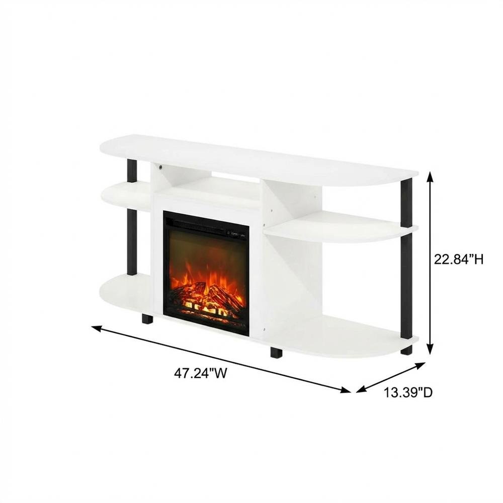 White Entertainment Center Stand with Fireplace for 55-Inch TVs, Solid Wood. Picture 7