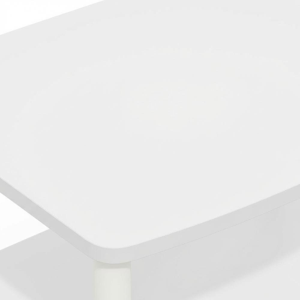 White 2-Tier Elevated TV Stand with Rubberwood Solids and Walnut Veneers. Picture 5
