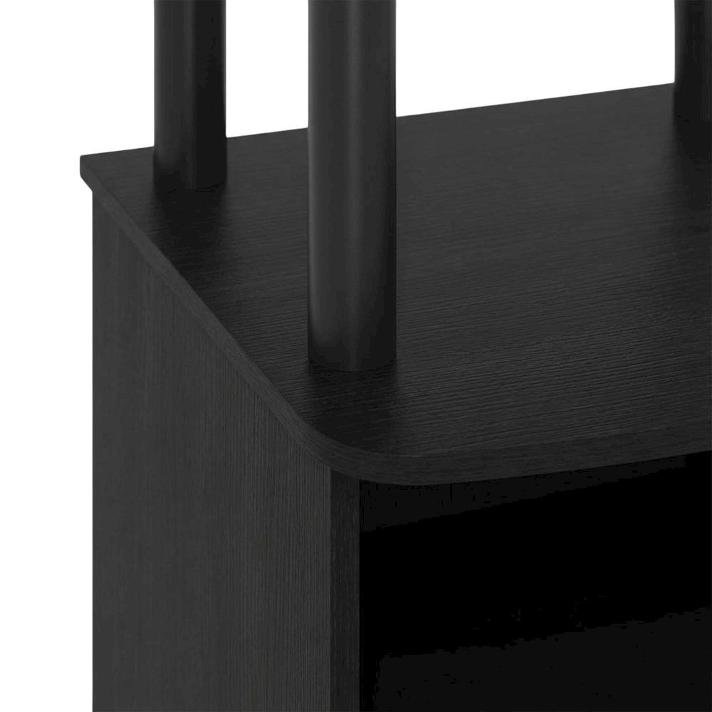 Wooden TV Stand with 3-Tier Height and Storage Cabinet, Blackwood/Black. Picture 6