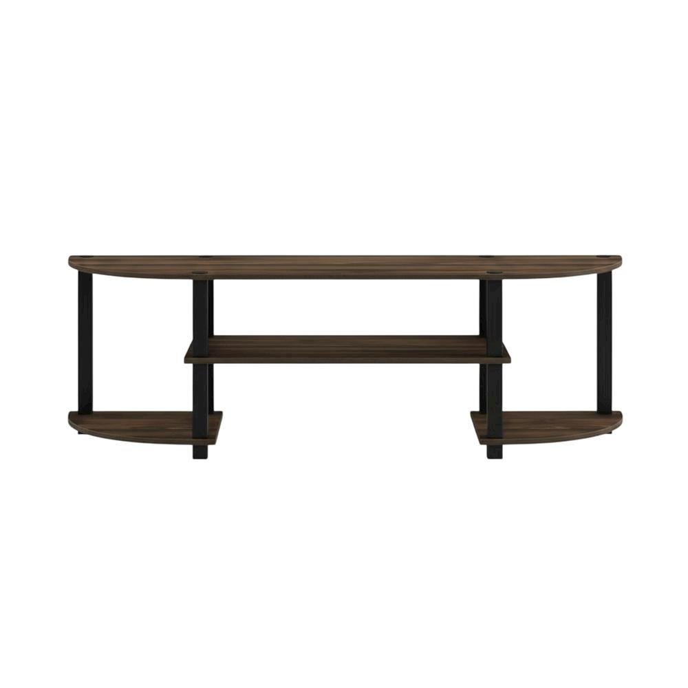 Walnut and Black TV Stand with Wide Surface and Storage Compartments. Picture 4