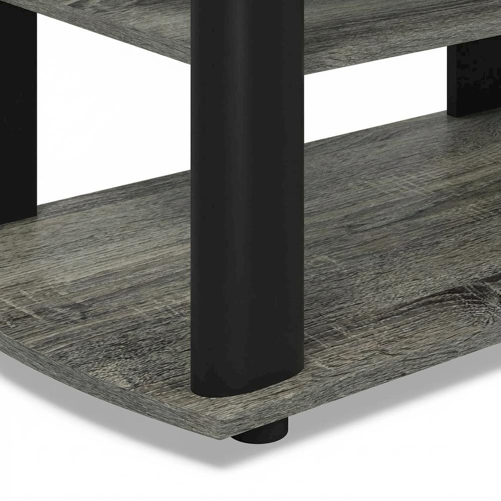 Black and French Oak TV Stand with Composite Wood Construction for Living Room. Picture 6