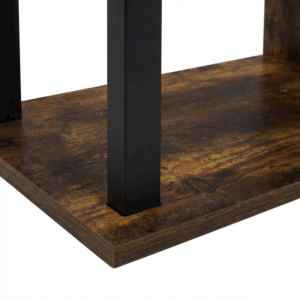 Modern Amber Oak Coffee Table with Open Shelf and 2 Tiers. Picture 6
