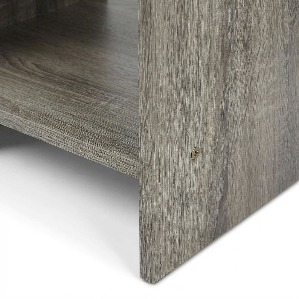 French Oak and Black Finish Nightstand with Storage Shelf and Bin Drawer. Picture 6