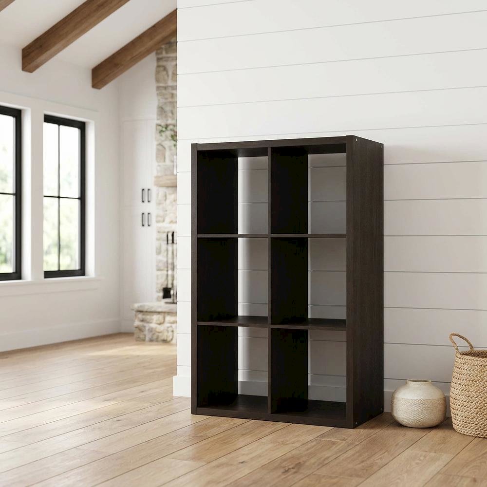 Brown 6-Cube Open Storage Organizer, Modular Shelving Unit. Picture 3